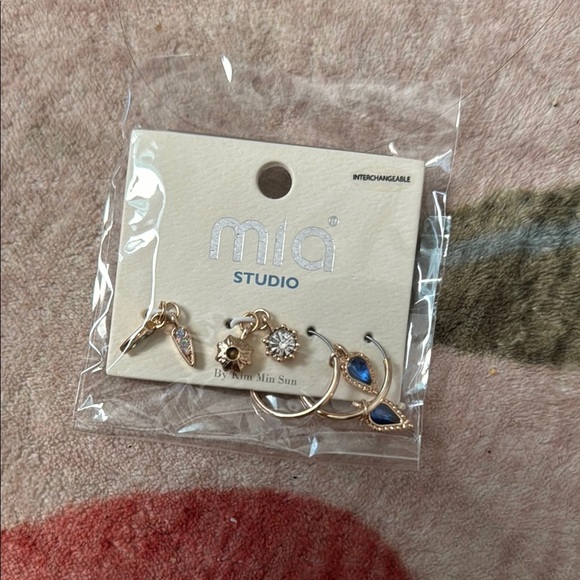 Mia Studio Collection Gold Dainty Hoop Earrings Boho Dainty Interchange Charms - Picture 2 of 4